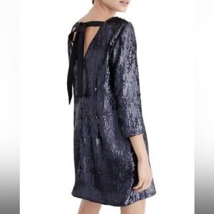 JCREW Tie V-Back Shift Sequin Dress
